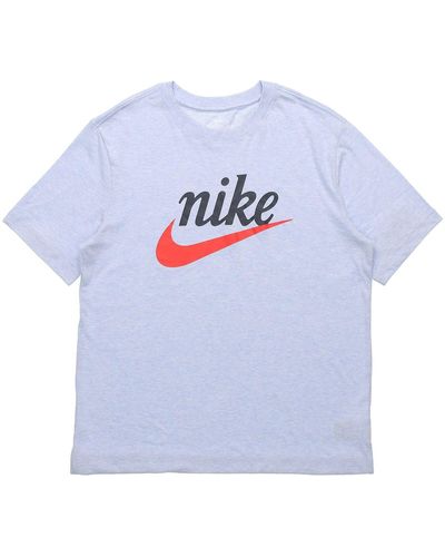 Nike Sportswear Heritage Alphabet Logo Printing Short Sleeve T-shirt - Blue