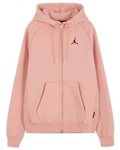 Nike Flying Man Embroidered Sports Hooded Jacket - Pink