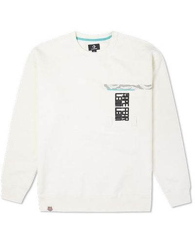 Converse New Year Series Chest Pocket Fleece Lined Round Neck Pullover Milk - White