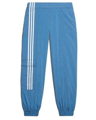 adidas Originals Ivp Nyl Pn 4all Athleisure Casual Sports Stripe Bundle Feet Long Pants Couple Style - Blue