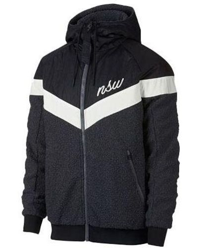 Nike Nsw Sherpa Windrunner Knit Zipper Hooded Jacket - Blue