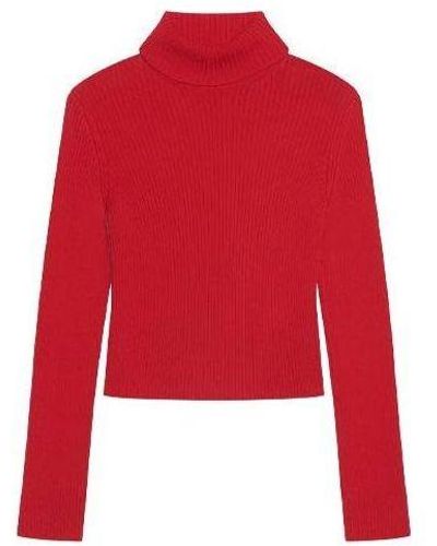 Balenciaga Ribbed Printed Free Turtleneck Sweater - Red