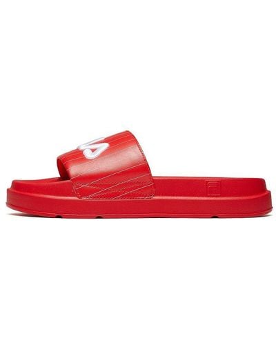 Fila Thick Sole Beach Large Slippers - Red