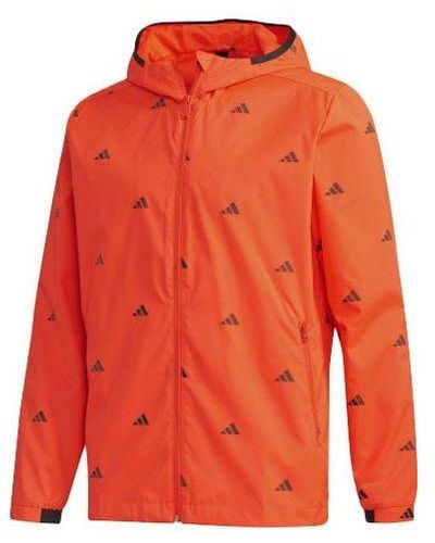 adidas Windproof Training Sports Casual Jacket Red - Orange