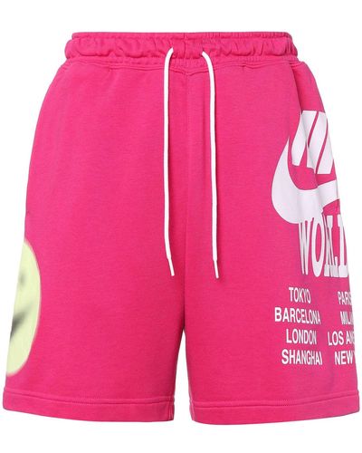 Nike Sportswear French Terry Logo Printing Knit Sports Short Pant Male Tree - Pink