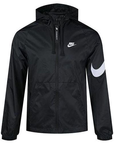 Nike Sportswear Swoosh Full-length Zipper Cardigan Hooded Jacket - Black
