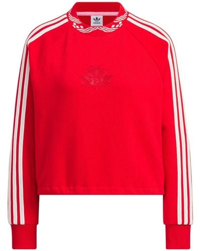 adidas Originals Jacquard Rib Crewneck Sweatshirt - Red