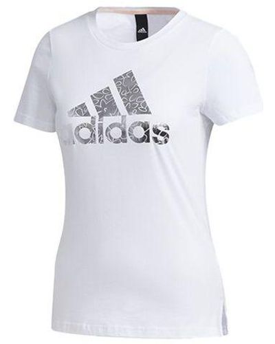 adidas Brand Large Logo Printing Solid Color Short Sleeve - White
