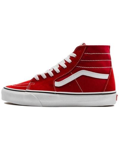Vans Sk8-hi Tape Non-slip Wear-resistant High Top Casual Skate Shoes White - Red