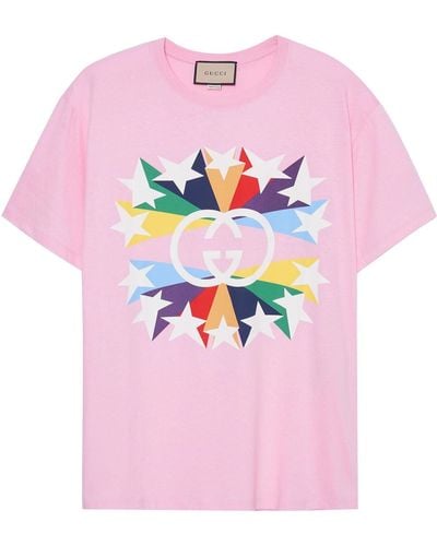 Gucci Ss21 G Printing Cotton Short Sleeve - Pink