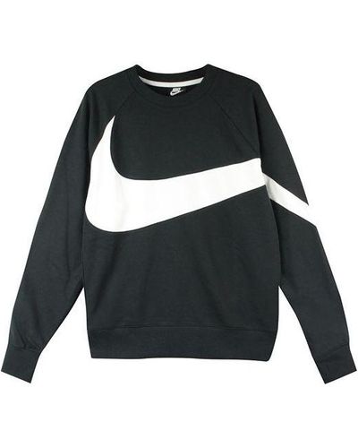 Nike Big Swoosh Large Logo Round Neck Pullover - Black
