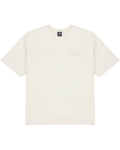 New Balance Logo Embroidered Pocket Knit Round Neck Short Sleeve Couple Style White