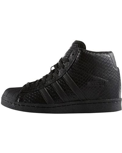 adidas Originals Superstar Up Non-slip Wear-resistant High-heeled Sneakers - Black
