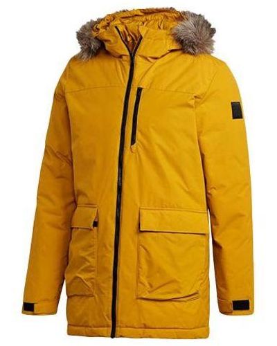 adidas Xploric Windproof Casual Sports Hooded Down Jacket - Yellow