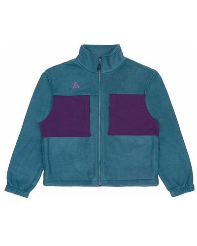 Nike Colorblock Stand Collar Fleece Zipper Dark Sapphire Blue Jacket