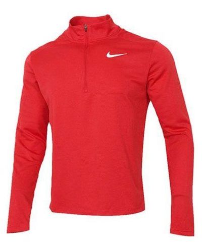 Nike Parcer Running Sports Training Cardigan Stand Collar Pullover Long Sleeves - Red