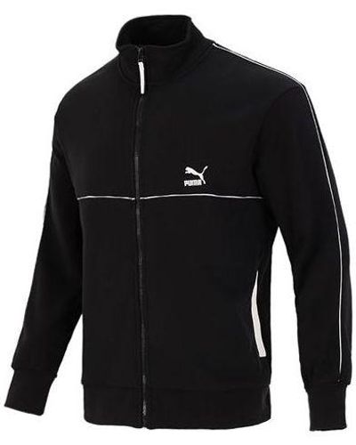PUMA Running Training Breathable Sports Stand Collar Logo Jacket - Black