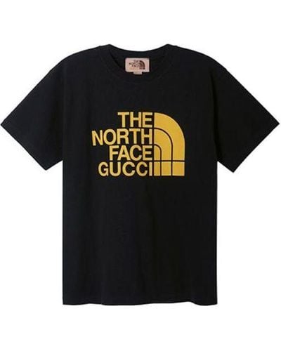Gucci X The North Face Crossover Alphabet Logo Printing Loose Round Neck Short Sleeve T-shirt - Black