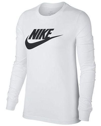 Nike Classic Logo Printed Long-sleeved Tee - White