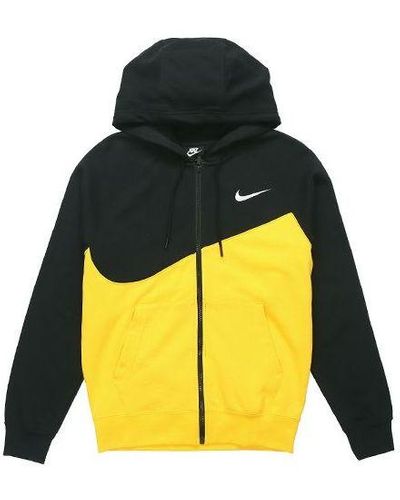 Nike Colorblock Knit Hooded Jacket Black Yellow