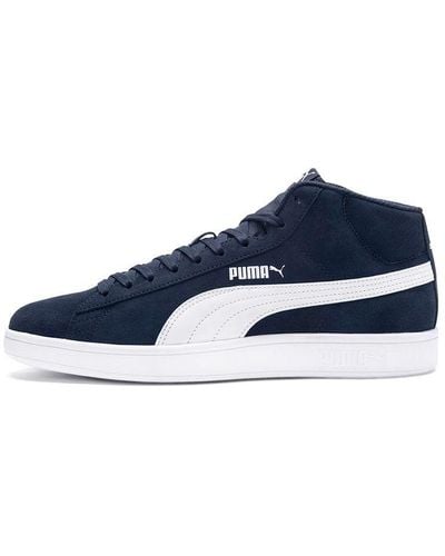 PUMA Smash V2 Mid Mid Tops Casual Skateboarding Shoes White - Blue