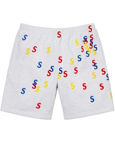 Supreme Ss21 Week4 Embroidered S Sweatshort Full Print Alphabet Sports Shorts - Blue