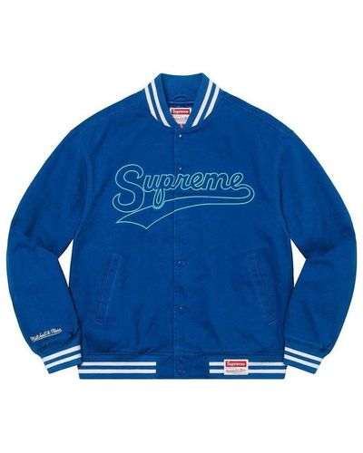 Supreme X Mitchell & Ness Doughboy Twill Varsity Jacket - Blue