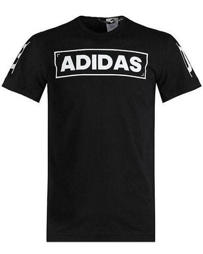 adidas Adi 360 Logo Printing Sports Round Neck Short Sleeve - Black