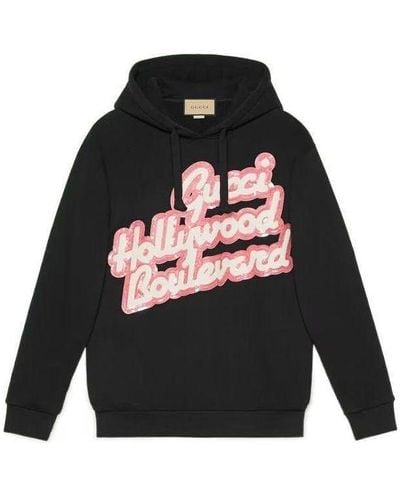 Gucci Hollywood Boulevard Sequinned Hooded Sweatshirt - Black