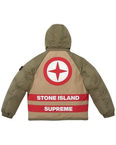 Supreme X Stone Island Fw23 Week10 Reversible Down Puffer Jacket - Green