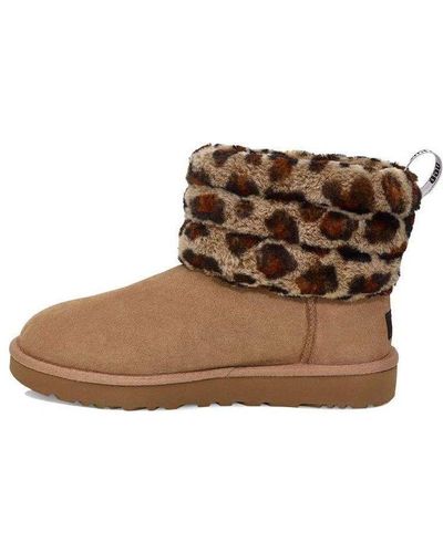 UGG Fluff Mini Quilted Leopard Fleece Lined - Brown
