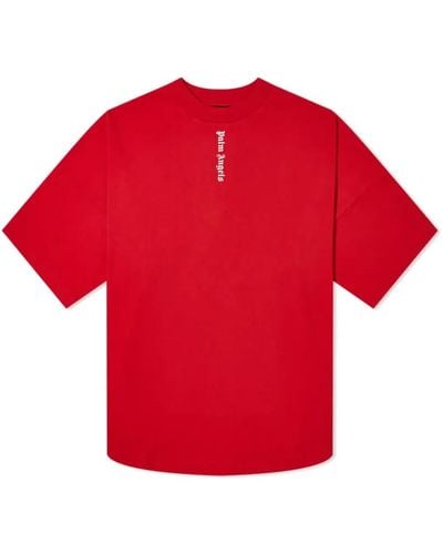 Palm Angels Ss21 Vertical Logo Oversized T-shirt - Red