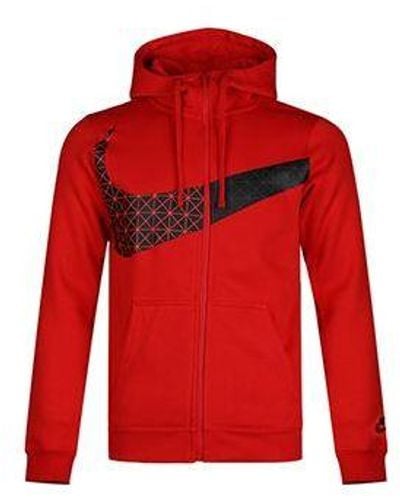 Nike Big Swoosh Logo Large Hooded Jacket - Red