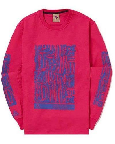 Nike Acg Waffle Casual Sports Printing Pullover Long Sleeves Rose - Pink