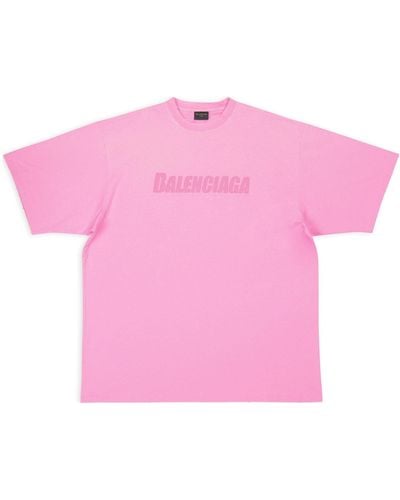 Balenciaga Caps T-shirt Boxy Fit - Pink