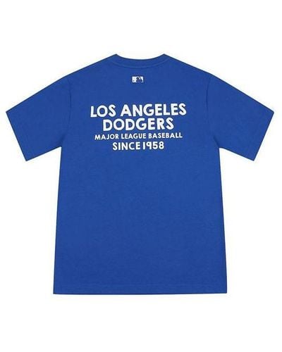 MLB La Dodgers Los Angeles Dodgers Basic Printing Round Neck Short Sleeve - Blue