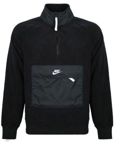 Nike Half Zipper Stand Collar Sports Pullover - Black