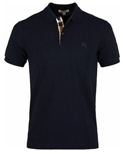 Burberry Logo Lapel Short Sleeve Polo Shirt Navy - Blue