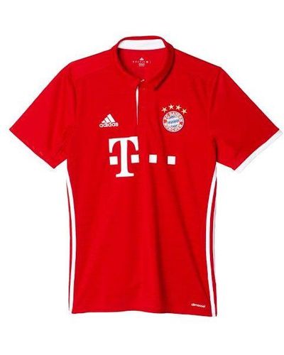 adidas Bayern Munich Home Logo Alphabet Printing Loose Polo Shirt Short Sleeve Soccer - Red