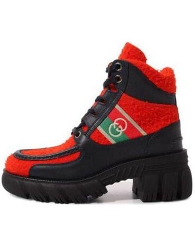 Gucci X North Face Romance Ankle High Boots - Red