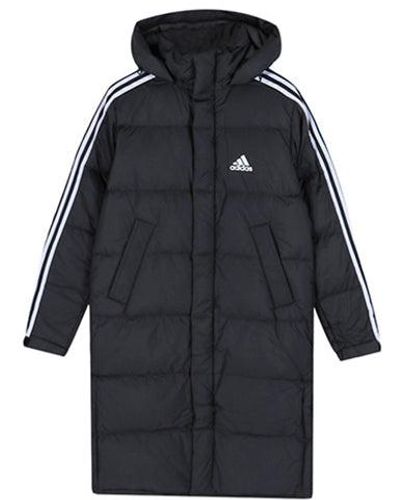 adidas Long Parka Mid-length Outdoor Thicken Hooded Down Jacket - Black