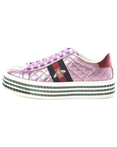 Gucci Ace Platform With Crytals - Purple
