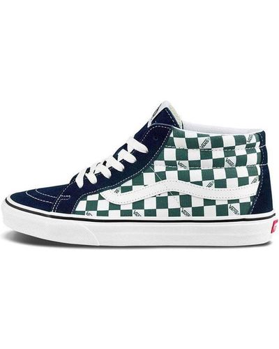 Vans Sk8-mid Checkerboard Green - Blue