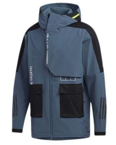 adidas M Tech Outr Jkt Zipper Cardigan Casual Sports Hooded Jacket - Blue