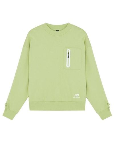 New Balance Logo Printing Solid Color Round Neck Pullover Hoodie - Green