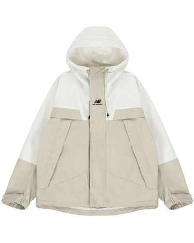 New Balance Logo Embroidered Colorblock Hooded Jacket Couple Style - White