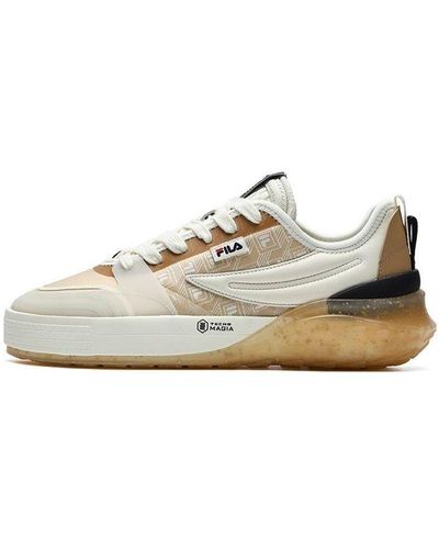 Fila Mixa Retro Casual Skateboarding Shoes Cream Yellow - White