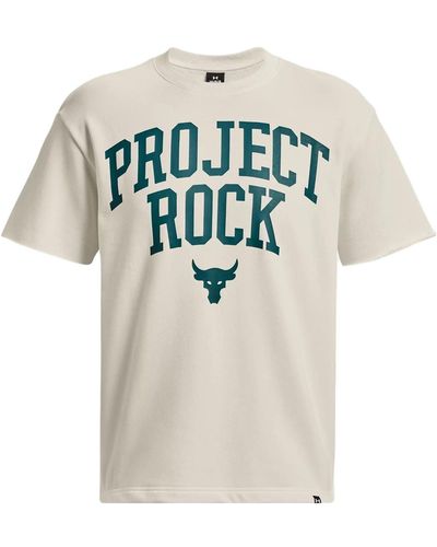 Under Armour Project Rock Heavyweight Terry Short Sleeve T-shirt - Natural