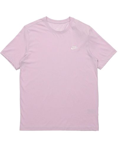 Nike Sportswear Club Embroidered Small Round Neck Short Sleeve Lavender - Purple