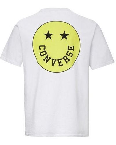 Converse Smiling Face Pattern Sports Short Sleeve - White